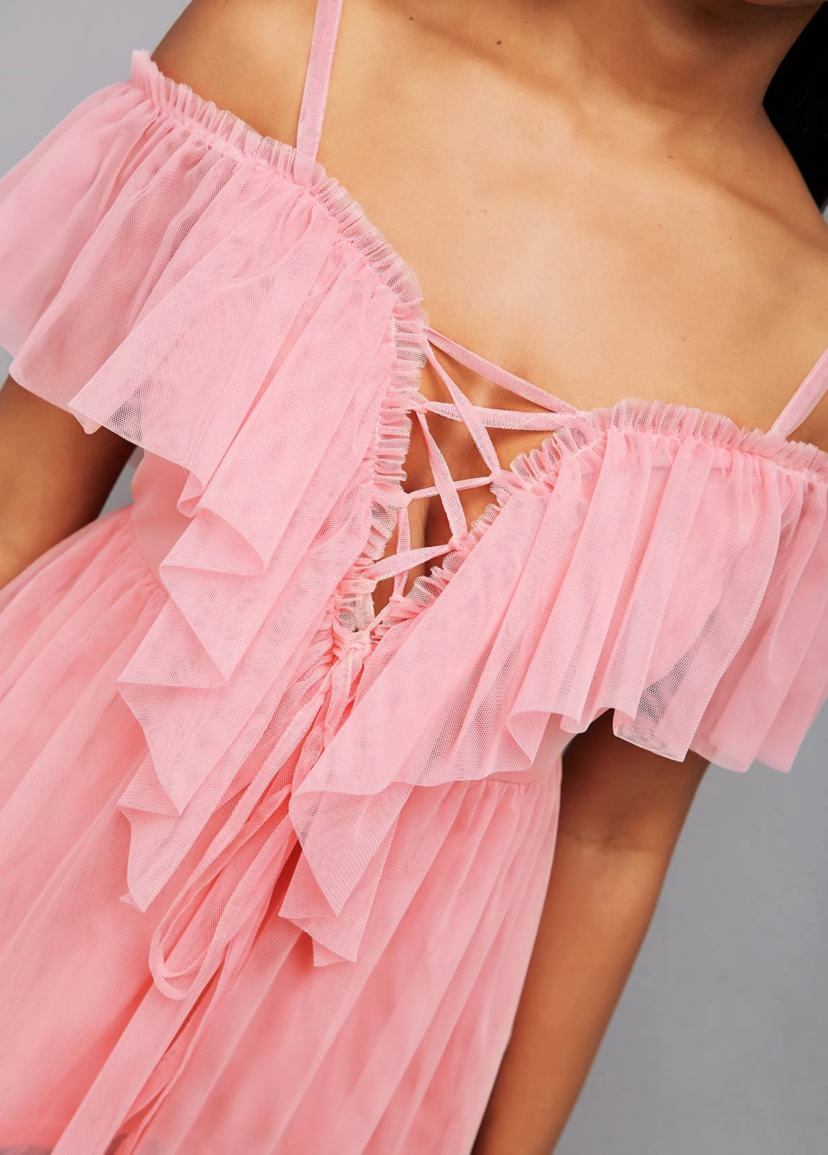 Strappy Cold Shoulder Lace Up Blouse 5 Strappy Cold Shoulder Lace Up Blouse - Image 5