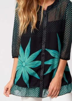 Polka Dot Button Up 3/4 Sleeve Blouse 9 Polka Dot Button Up 3/4 Sleeve Blouse -Women Clothing Sales Store 276698 P 16285022775234