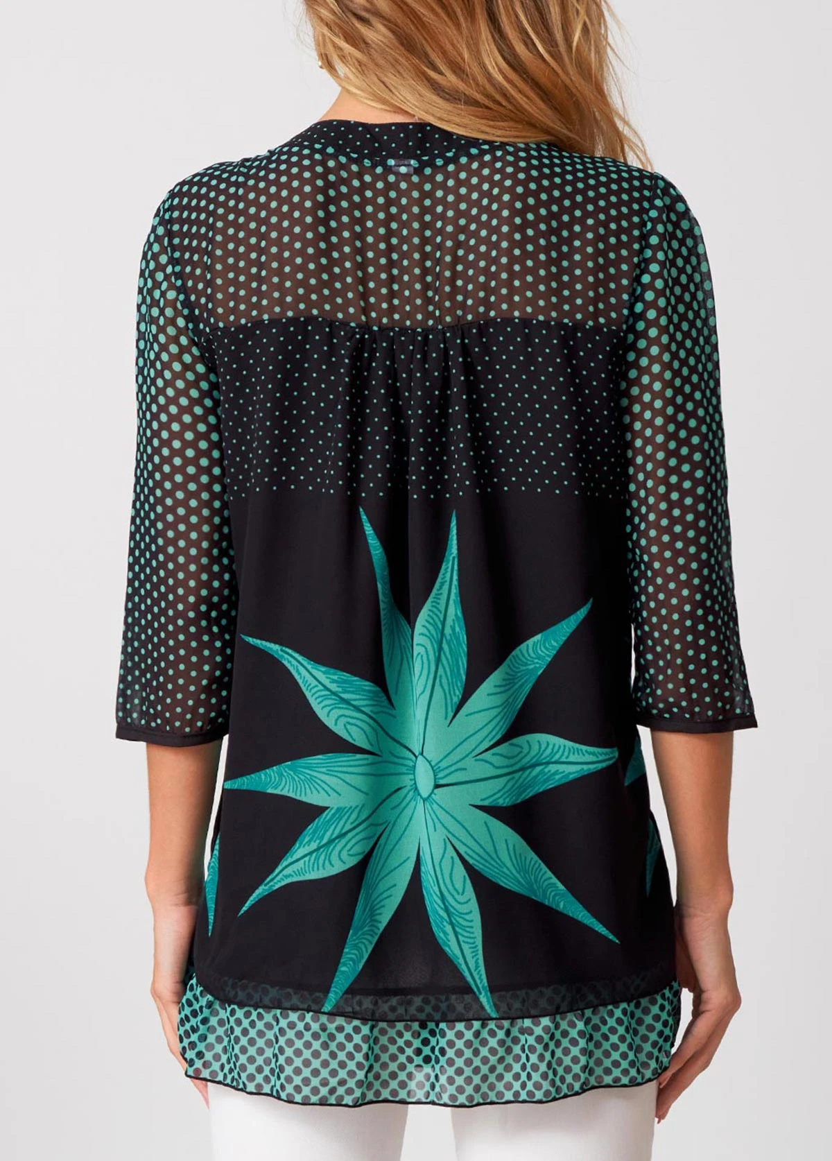 Polka Dot Button Up 3/4 Sleeve Blouse 2 Polka Dot Button Up 3/4 Sleeve Blouse - Image 2