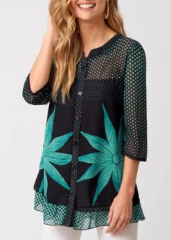 Polka Dot Button Up 3/4 Sleeve Blouse 8 Polka Dot Button Up 3/4 Sleeve Blouse -Women Clothing Sales Store 276698 P 16285022779523