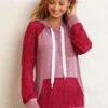 Kangaroo Pocket Lace Stitching Drawstring Hoodie