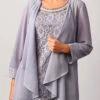 Lace Patchwork Cardigan And Grey Tank Top