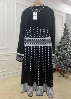 Geometric Print Mock Neck Long Sleeve Dress -Women Clothing Sales Store 315585 P 16848043430994