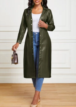 Blackish Green Belted Long Sleeve Bodycon Dress -Women Clothing Sales Store 319170 P 16678155222104