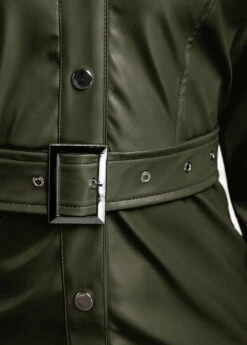 Blackish Green Belted Long Sleeve Bodycon Dress -Women Clothing Sales Store 319170 P 16678155225365