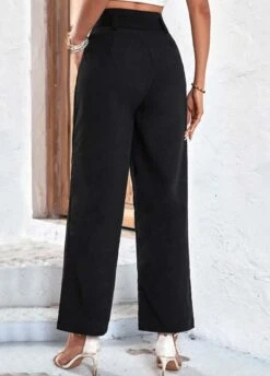 Black Bowknot Belted Drawastring High Waisted Pants -Women Clothing Sales Store 327283 P 1677476651148