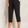 Black Pocket Regular Drawastring High Waisted Pants