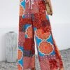 Multi Color Drawstring Tribal Print Drawastring Pants