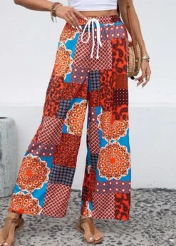 Multi Color Drawstring Tribal Print Drawastring Pants -Women Clothing Sales Store 332672 P 16853383555723