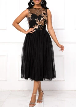 Black Sequin Sleeveless Round Neck Dress 9 Black Sequin Sleeveless Round Neck Dress -Women Clothing Sales Store 334355 P 16890815370924