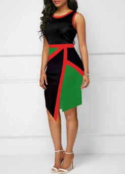 Black Split Sleeveless Round Neck Dress -Women Clothing Sales Store 334616 P 1684751289114