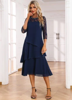 Navy Umbrella Hem Sequin A Line Dress 12 Navy Umbrella Hem Sequin A Line Dress -Women Clothing Sales Store 334851 P 16950047132003