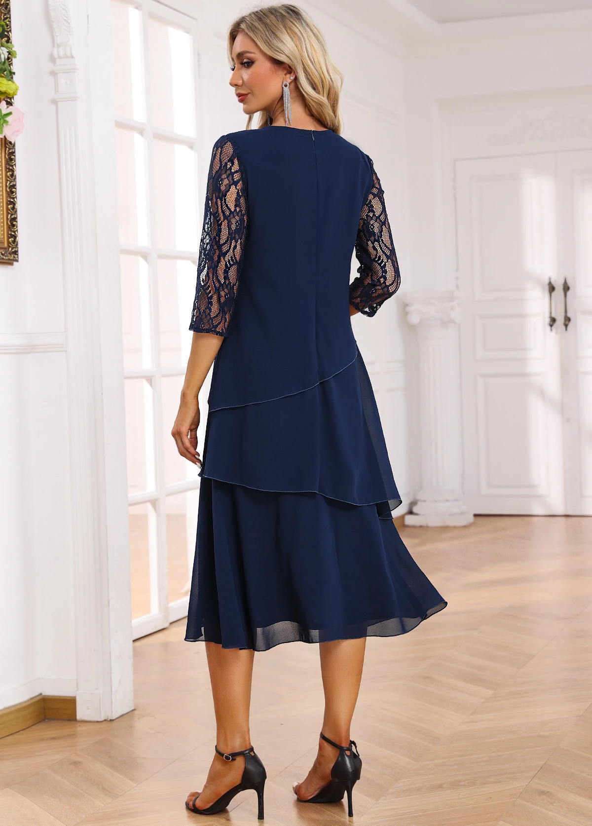 Navy Umbrella Hem Sequin A Line Dress 2 Navy Umbrella Hem Sequin A Line Dress - Image 2