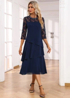 Navy Umbrella Hem Sequin A Line Dress 11 Navy Umbrella Hem Sequin A Line Dress -Women Clothing Sales Store 334851 P 16950047136662