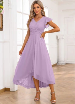 Light Purple Twist High Low Short Sleeve Dress 9 Light Purple Twist High Low Short Sleeve Dress -Women Clothing Sales Store 338348 P 16893302177313