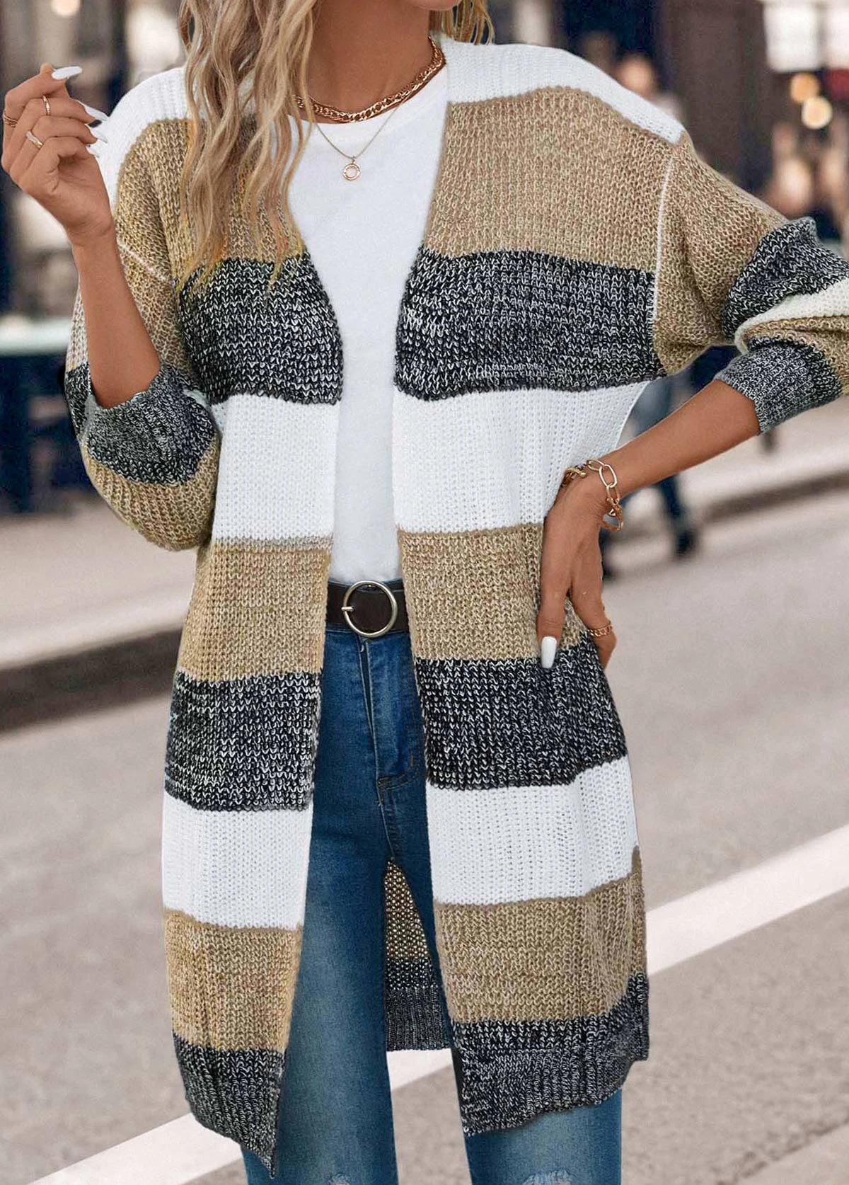 Dark Grey Weave Long Sleeve V Neck Coat 6 Dark Grey Weave Long Sleeve V Neck Coat - Image 6