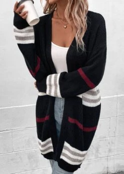 Wine Red Weave Long Sleeve V Neck Coat 7 Wine Red Weave Long Sleeve V Neck Coat -Women Clothing Sales Store 339484 P 1692349261413