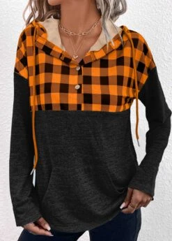 Women Clothing Sales Store 13 Patchwork Black Pocket Long Sleeve Hoodie