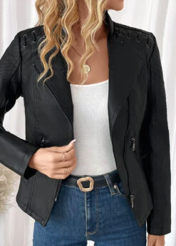 Black Pocket Long Sleeve Lapel Coat 10 Black Pocket Long Sleeve Lapel Coat -Women Clothing Sales Store 340550 P 16934825418610