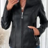 Black Pocket Long Sleeve High Neck Coat