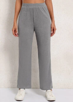 Elastic Waist High Waisted Grey Pants -Women Clothing Sales Store 341321 P 16935649134933