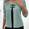 Sage Green Fake 2in1 Long Sleeve Blouse