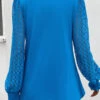 Sky Blue Patchwork Long Sleeve V Neck Blouse