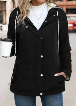 Black Faux Fur Long Sleeve Hooded Coat -Women Clothing Sales Store 342827 P 16982318791053