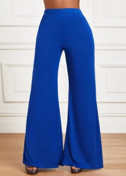 Blue Pocket Flare Leg Elastic Waist High Waisted Pants 7 Blue Pocket Flare Leg Elastic Waist High Waisted Pants -Women Clothing Sales Store 343159 P 16974522840133
