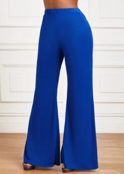 Blue Pocket Flare Leg Elastic Waist High Waisted Pants 6 Blue Pocket Flare Leg Elastic Waist High Waisted Pants -Women Clothing Sales Store 343159 P 16974522849672